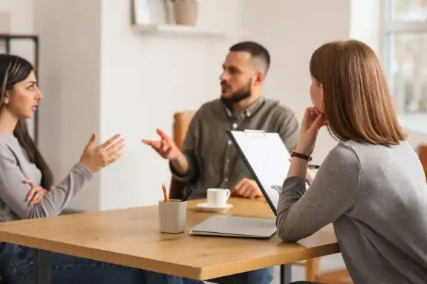 Image of couple access free mediation using family mediation voucher scheme Manchester