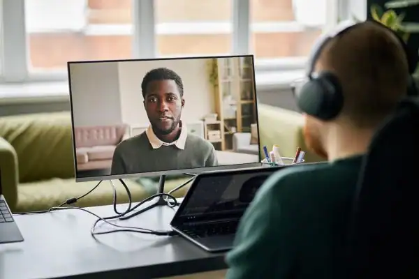 Man attending online mediation Manchester MIAMS session